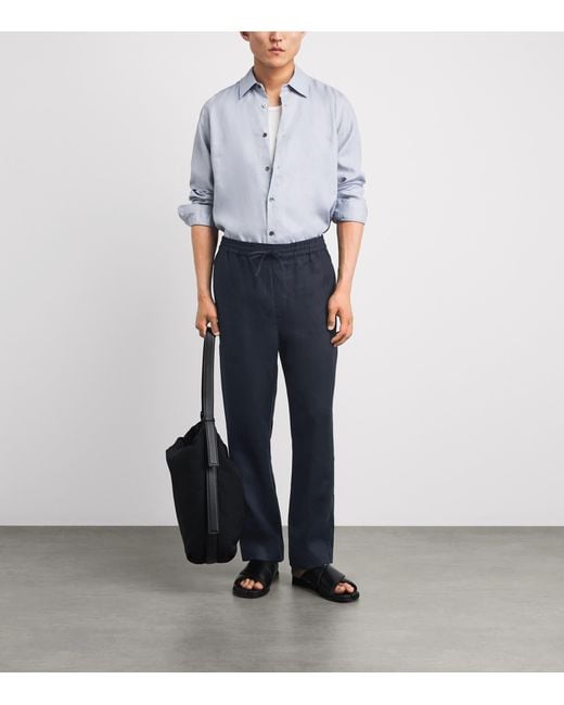 CHE Blue Linen Avila Straight Trousers for men