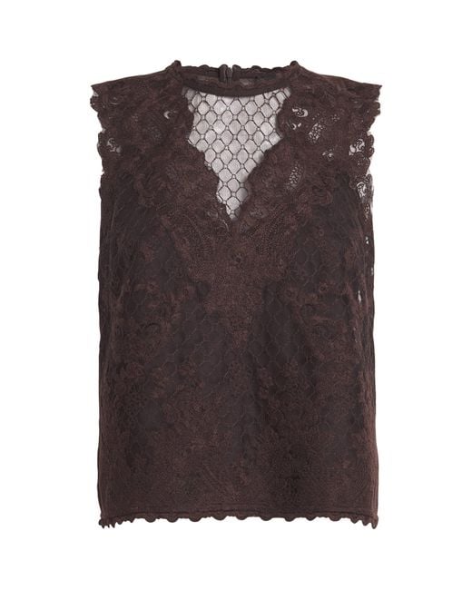 ME+EM Brown Lace Sleeveless Top And Cami Top
