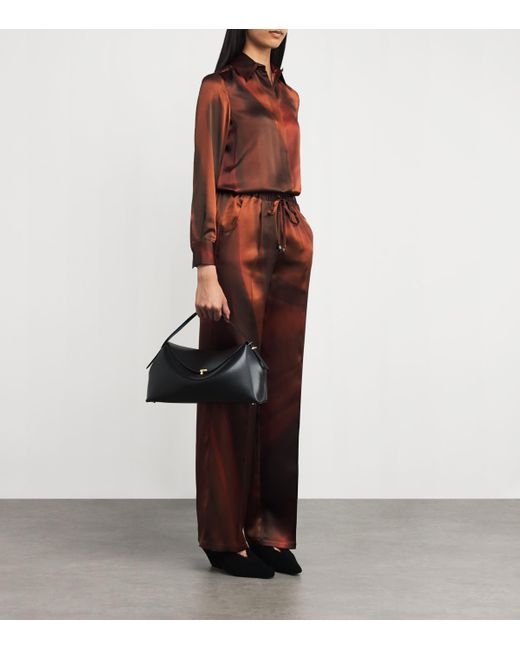 Kiton Red Silk Drawstring Trousers