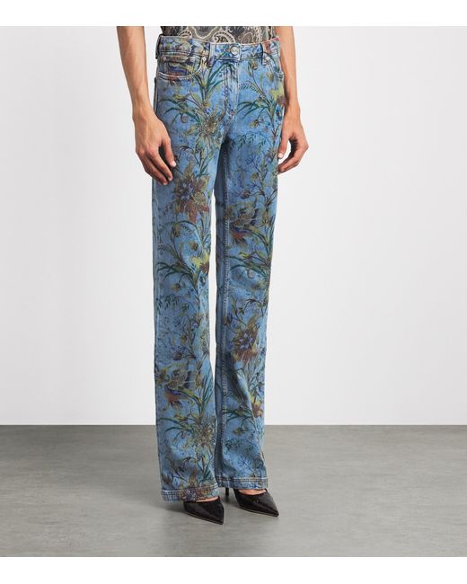 Etro Blue Floral Flare Jeans