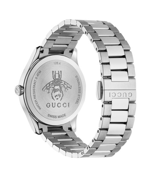 Gucci Gray Steel G-timeless Bee Watch 38mm