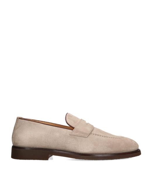 Brunello Cucinelli Natural Suede Penny Loafers for men