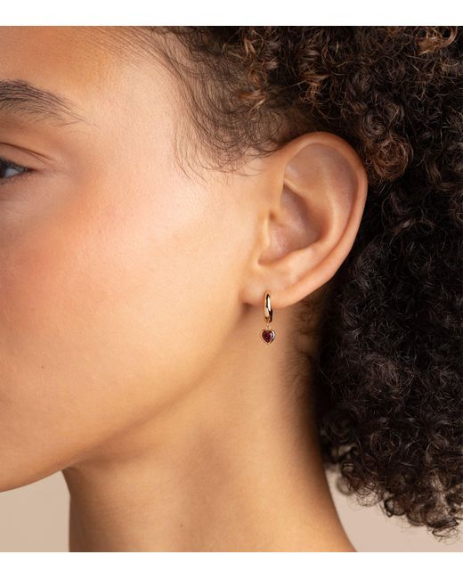 Astrid & Miyu Metallic Plated Heart Huggie Earrings