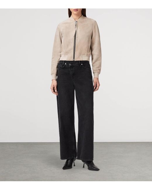 AllSaints Natural Suede Orten Bomber Jacket