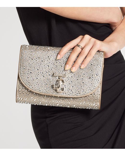 Jimmy Choo Metallic Crystal-Embellished Curve Clutch Bag
