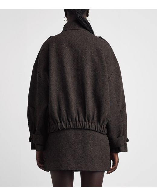 Maje Black Wool-Blend Oversized Jacket