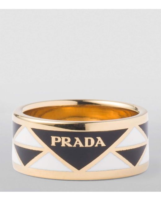 Prada Metallic Enamel Triangle Ring