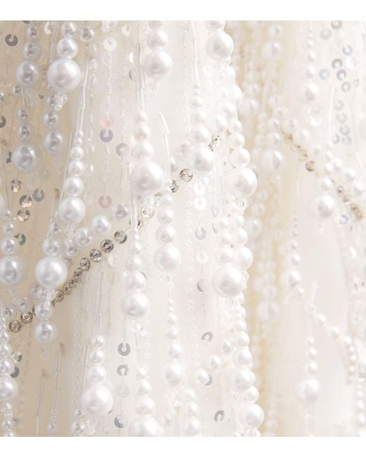 Pamella Roland White Beaded Strapless Mini Dress