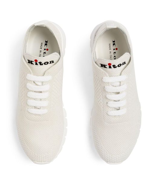 Kiton White Knitted Lace-up Sneakers