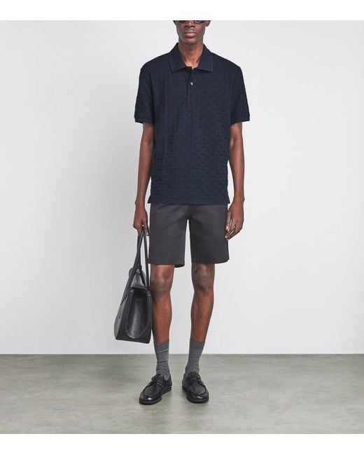 Sandro Blue Cotton Jacquard Polo Shirt for men