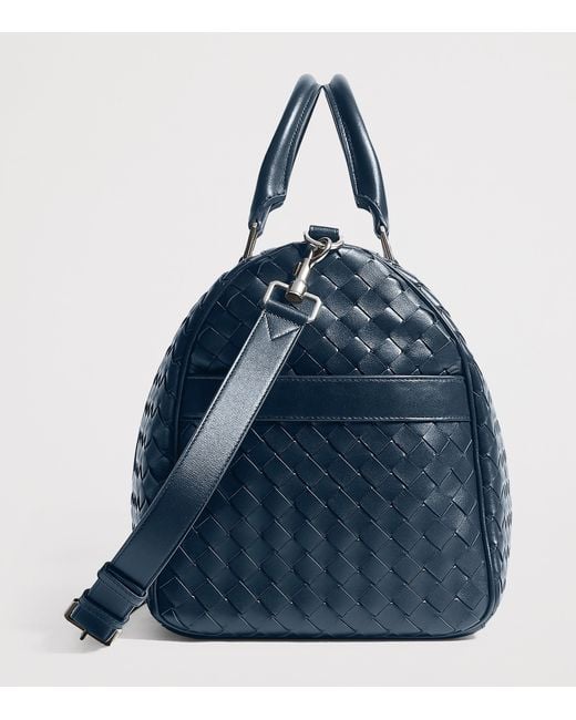 Bottega Veneta Blue Leather Intrecciato Duffle Bag for men