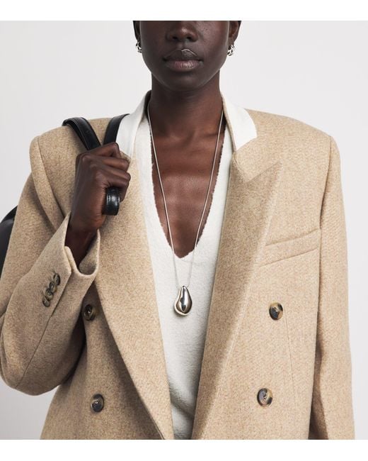Victoria Beckham Natural Wool-Blend Double-Breasted Jacket