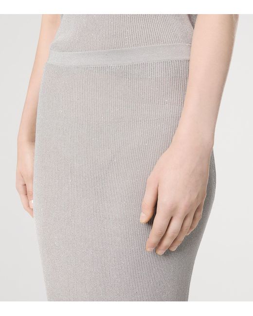Tom Ford White Knitted Micro-Sequin Maxi Skirt