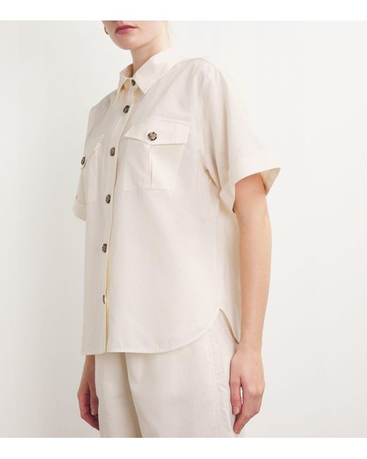 FRAME White Cotton-blend Short-sleeve Shirt