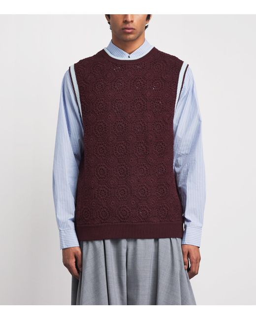 Drole de Monsieur Purple Crochet Sweater Vest for men