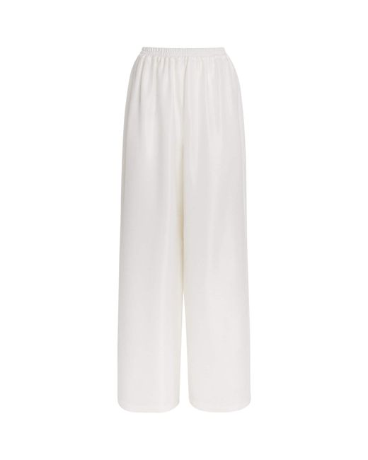 Eskandar White Silk Plissé Wide-Leg Trousers