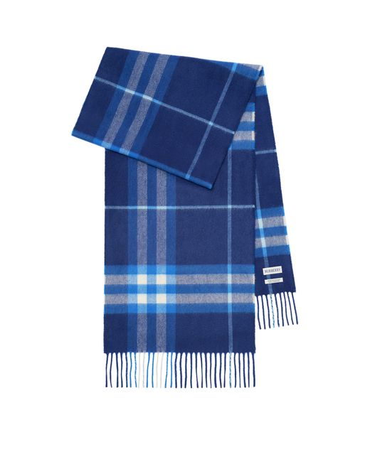 Burberry Blue Cashmere Check Scarf