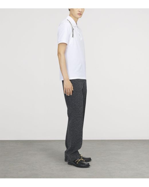 McQueen White Cotton Harness Polo Shirt for men