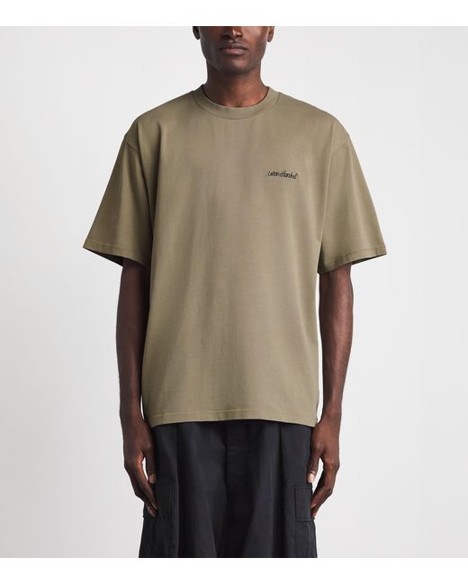 Won Hundred Green Cotton Italic Logo T-Shirt for men