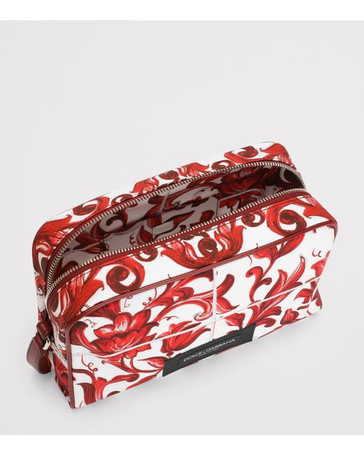 Dolce & Gabbana Red Majolica Print Messenger Bag for men
