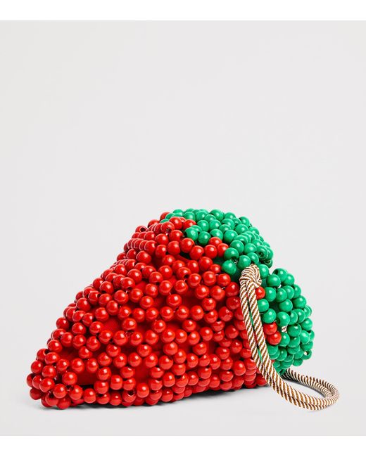 ALÉMAIS Red Mini Beaded Strawberry Shoulder Bag