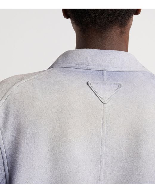 Prada Blue Suede Single-Breasted Jacket