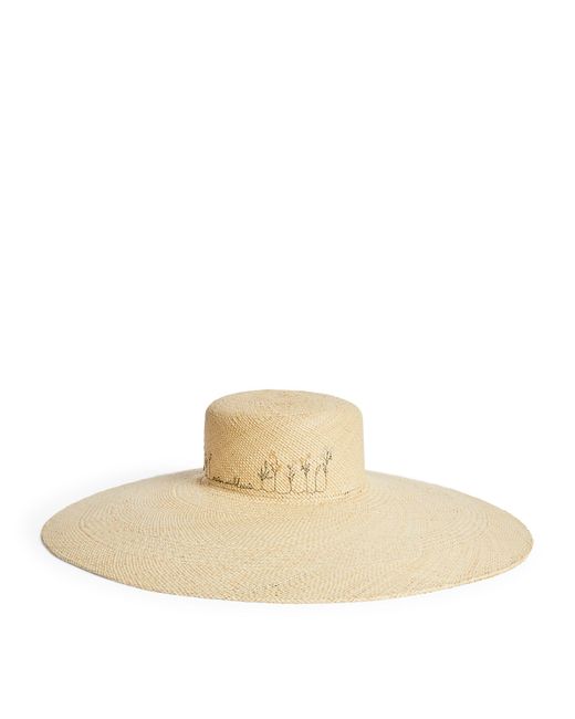 Maison Michel Natural Embroidered Josephine Hat
