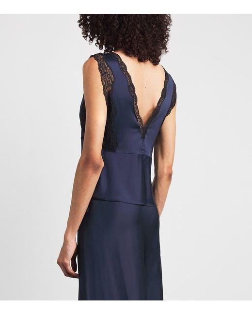 PAIGE Blue Satin Marin Top