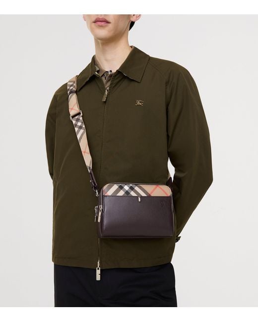 Burberry Brown Leather Check Pop Cross-Body Bag for men