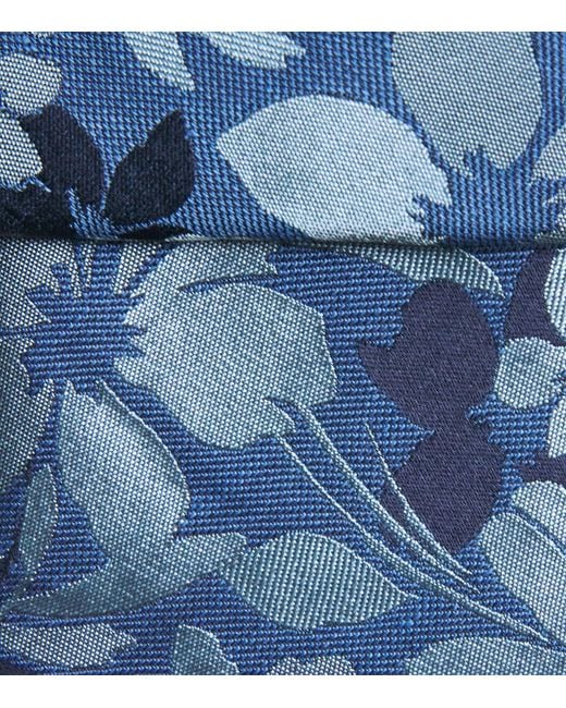 Isaia Blue Silk-Linen Jacquard Tie for men