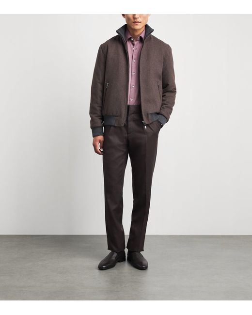 Pal Zileri Brown Wool-Blend Padded Bomber Jacket for men