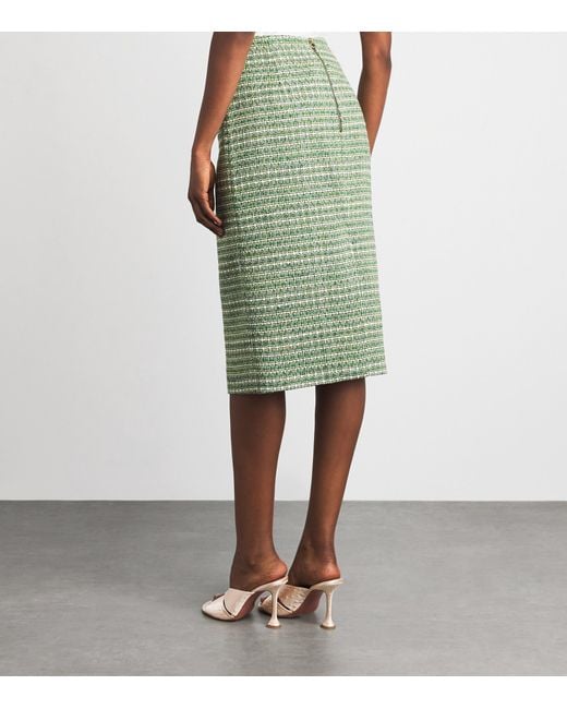 Carolina Herrera Green Tweed Pencil Skirt