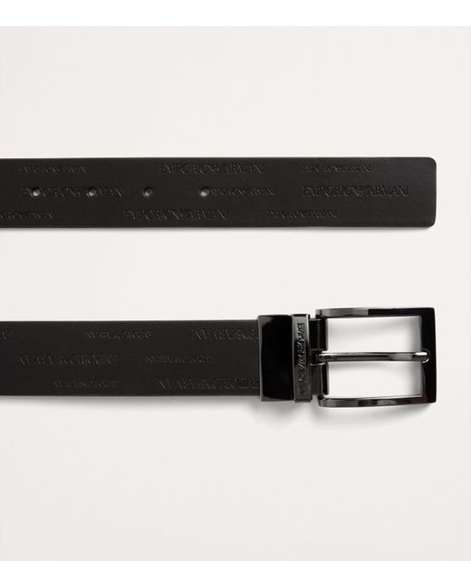 Emporio Armani Black Leather Reversible Belt for men