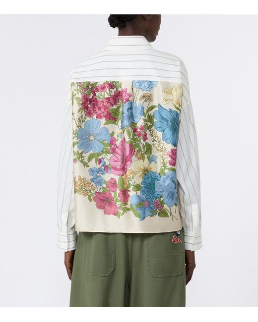 Weekend by Maxmara White Satin-Panel Stripe Shirt