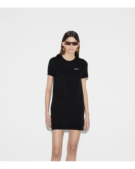 Gucci Black Wool-blend T-shirt Mini Dress