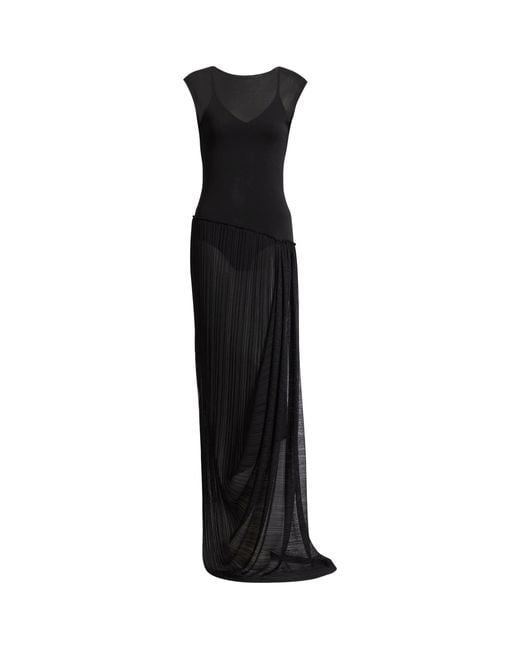 Balmain Black Long Draped Dress