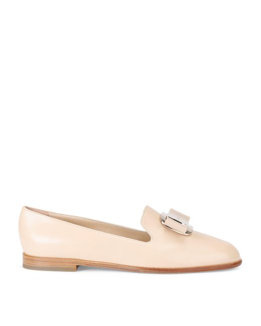 Ferragamo Natural Leather Zamira Loafers