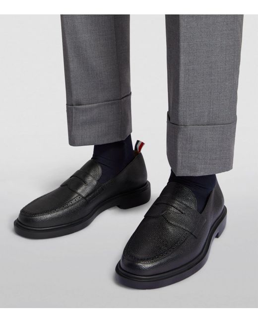 Thom Browne Black Leather Loafers for men