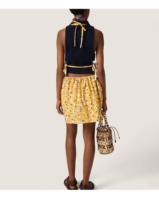 Miu Miu Metallic Floral Apron Mini Dress