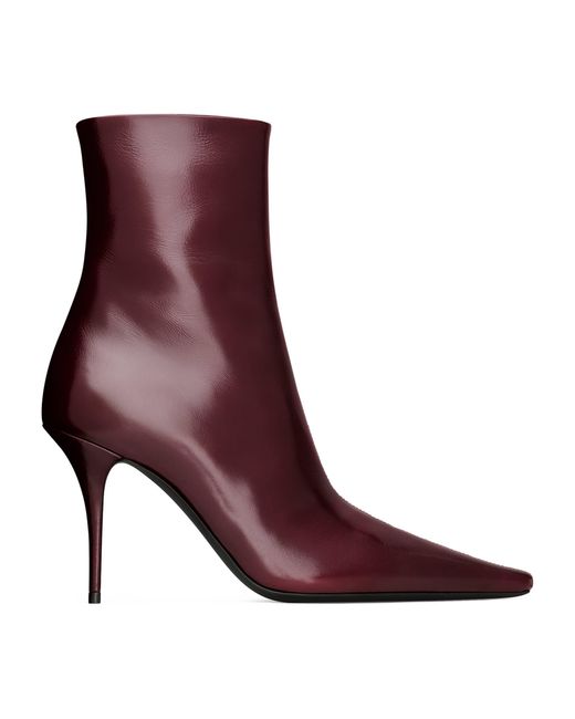 Saint Laurent Purple Leather Ashley Ankle Boots 90