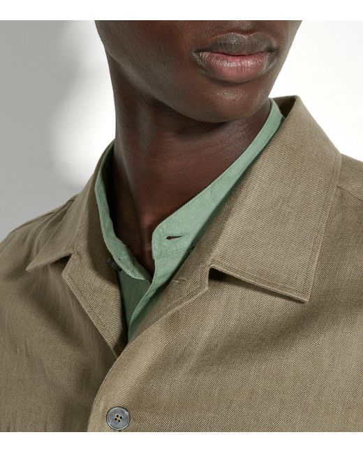 Zegna Green Oasi Linen Overshirt for men
