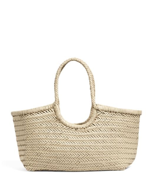Dragon Diffusion Natural Large Leather Woven Nantucket Tote Bag