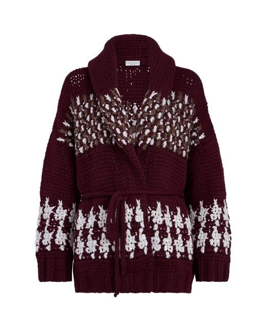 Brunello Cucinelli Purple Cashmere Opera Cardigan