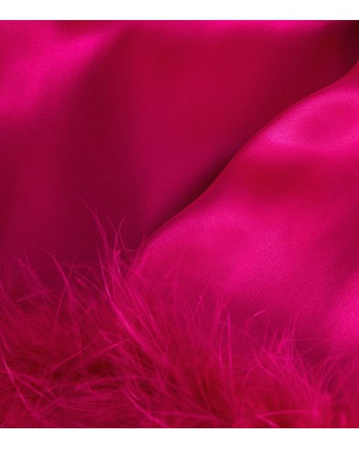 Gilda & Pearl Pink Silk Feather-trim Kitty Mini Robe