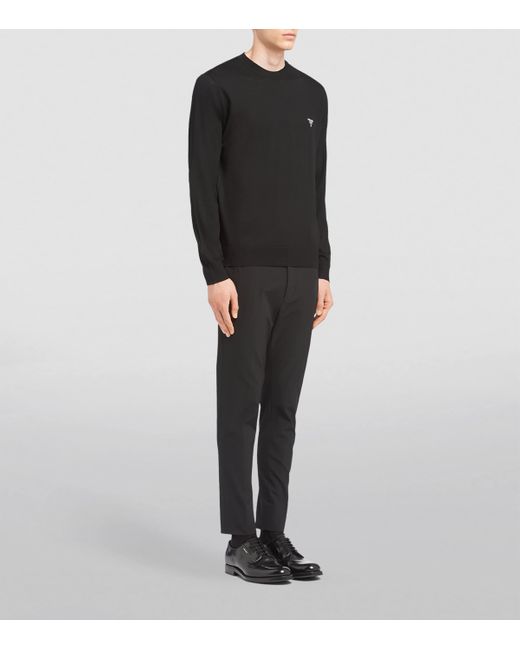 Prada Blue Wool Logo Sweater for men