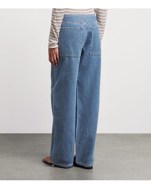 Still Here Blue Drawstring Sport Wide-Leg Jeans