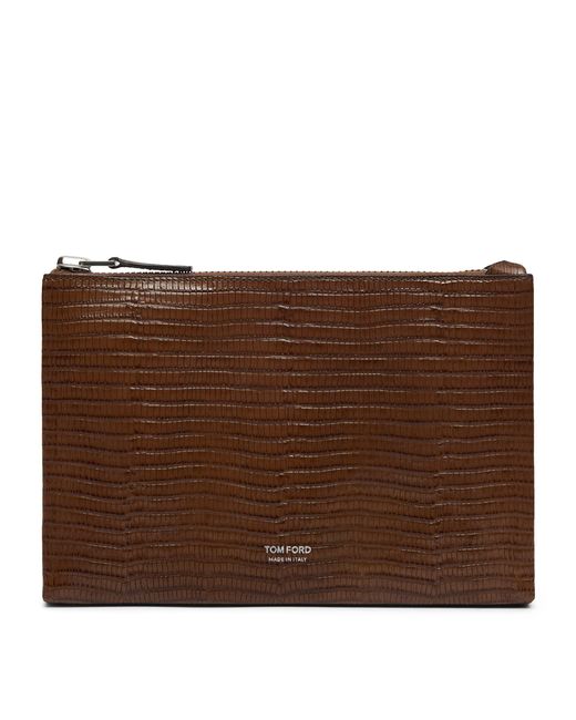 Tom Ford Brown Large Calfskin Embossed Portfolio Bag for men
