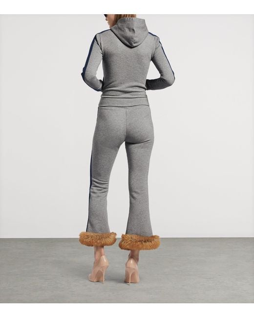 Balenciaga Blue Faux Fur Trim Lion Capri Sweatpants
