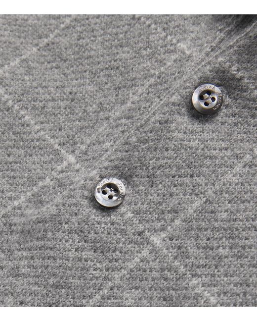Ralph Lauren Gray Cashmere Check Polo Shirt for men