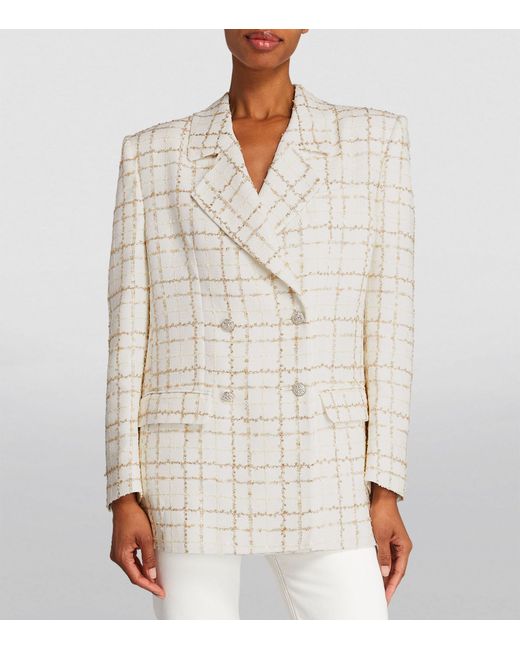 Alessandra Rich White Tweed Embellished Blazer